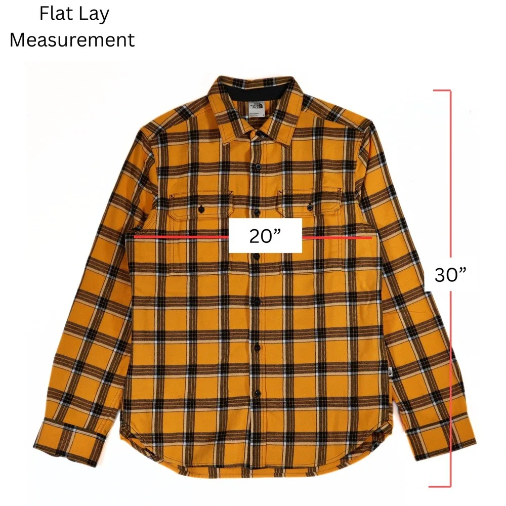 The North Face Flannel Shirt Mens Medium Yellow Plaid Button Down Outdoor Top